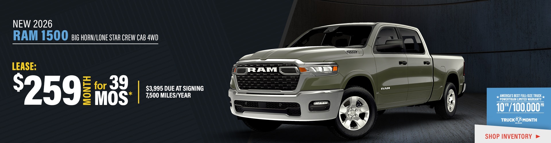 New 2026 RAM 1500 Big Horn/Lone Star Crew Cab 4WD