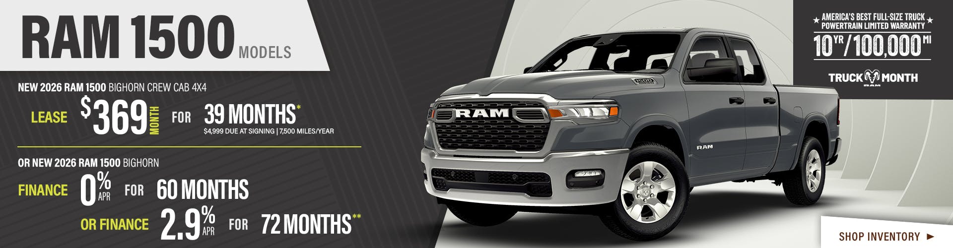 New 2026 Ram 1500 Bighorn Crew Cab 4X4 OR New 2026 Ram 1500 Bighorn