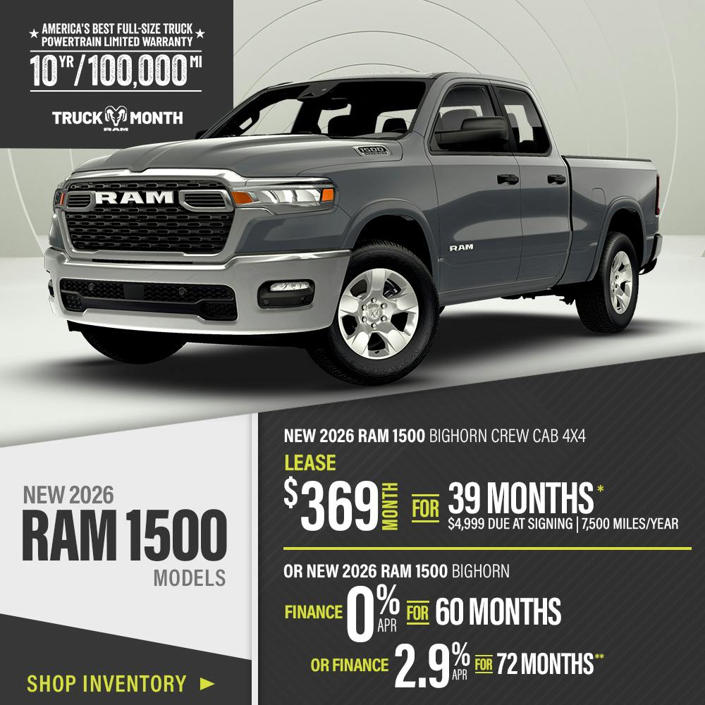New 2026 Ram 1500 Bighorn Crew Cab 4X4 OR New 2026 Ram 1500 Bighorn