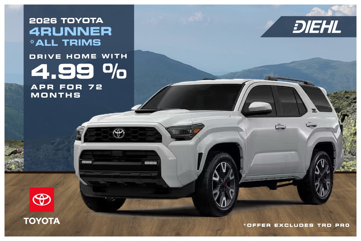 2026 Toyota 4Runner ALL TRIMS EXCLUDING TRD PRO | Diehl Toyota of Hermitage