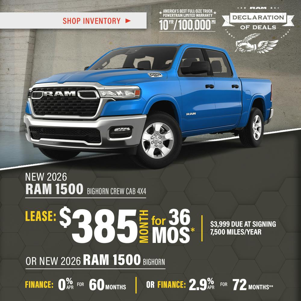 New 2026 Ram 1500 Bighorn Crew Cab 4X4 OR New 2026 Ram 1500 Bighorn