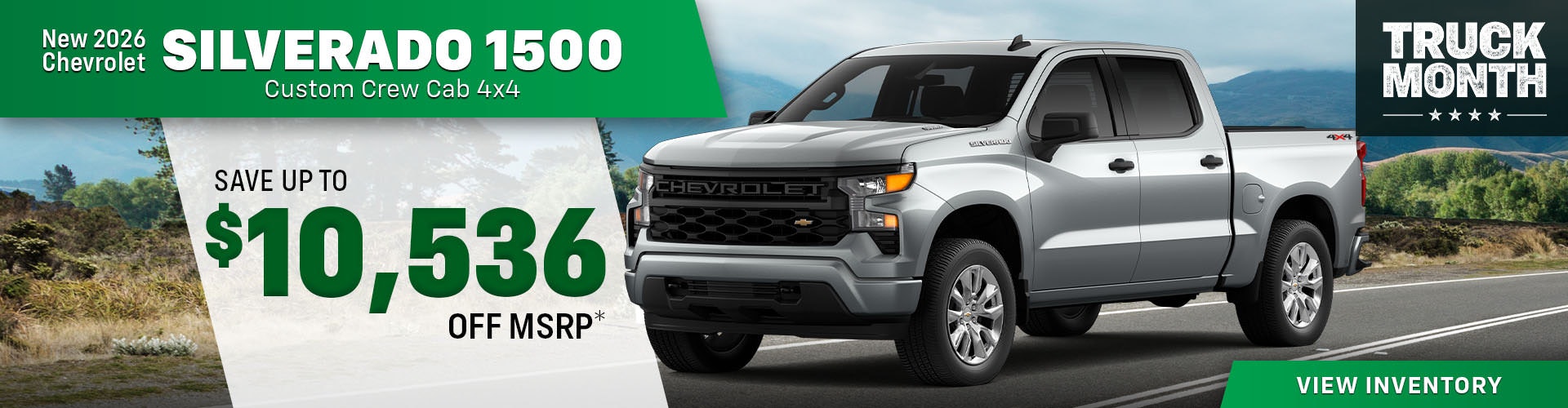 New 2026 Chevrolet Silverado 1500 Custom Crew Cab 4X4