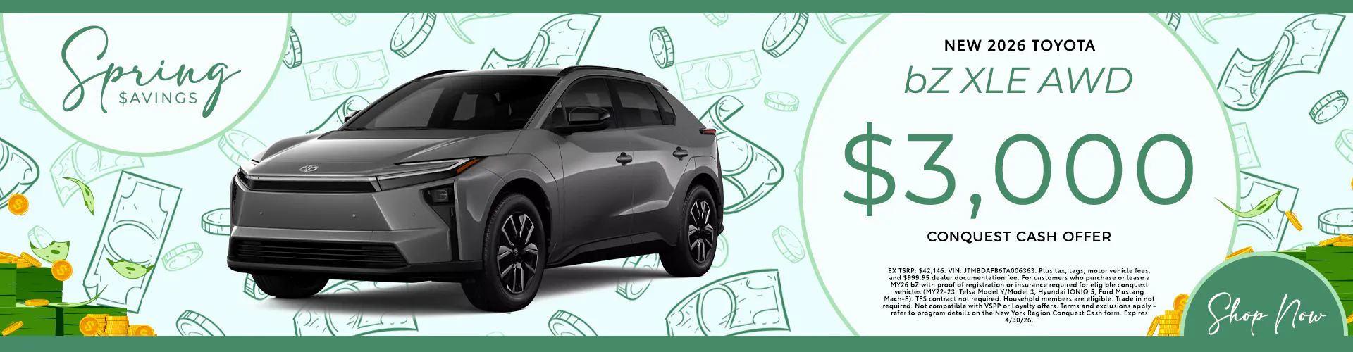 NEW 2026 TOYOTA bZ Conquest Cash Offer