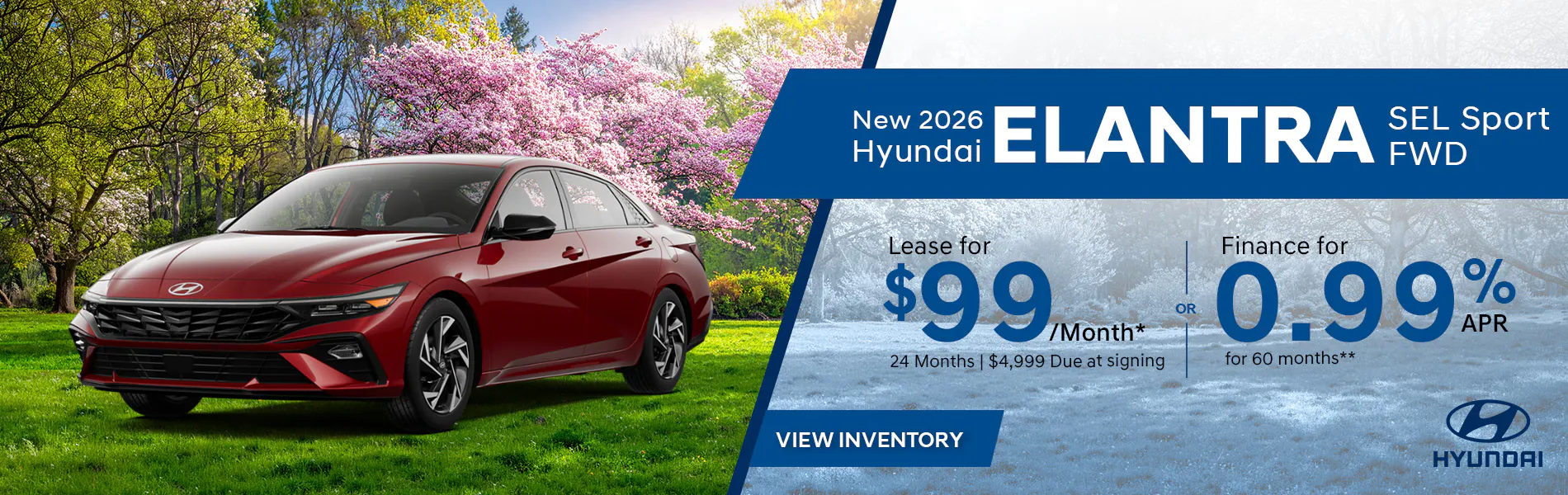 2026 Elantra Lease for $99