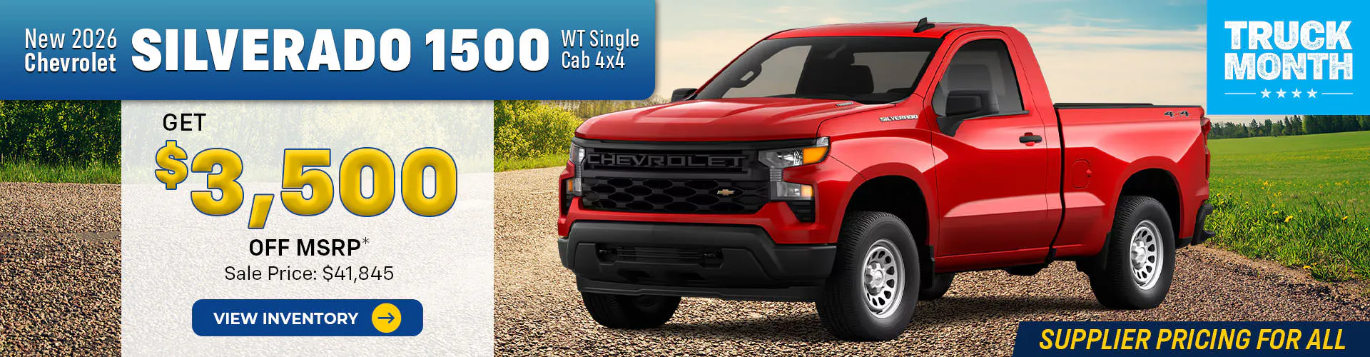 New 2026 Chevrolet Silverado 1500 WT Single Cab 4X4