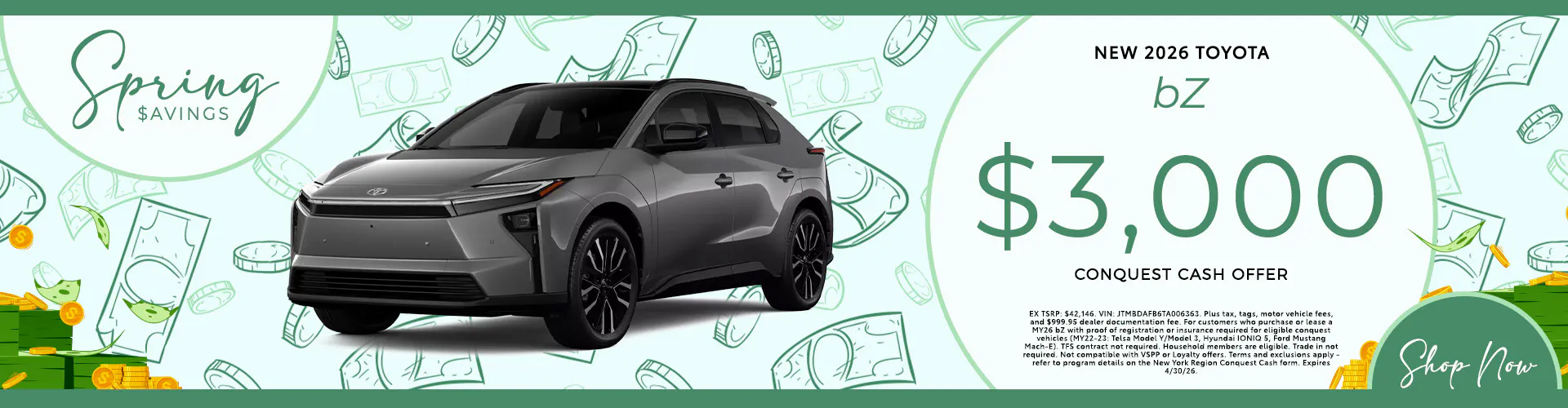 NEW 2026 TOYOTA bZ Conquest Cash Offer