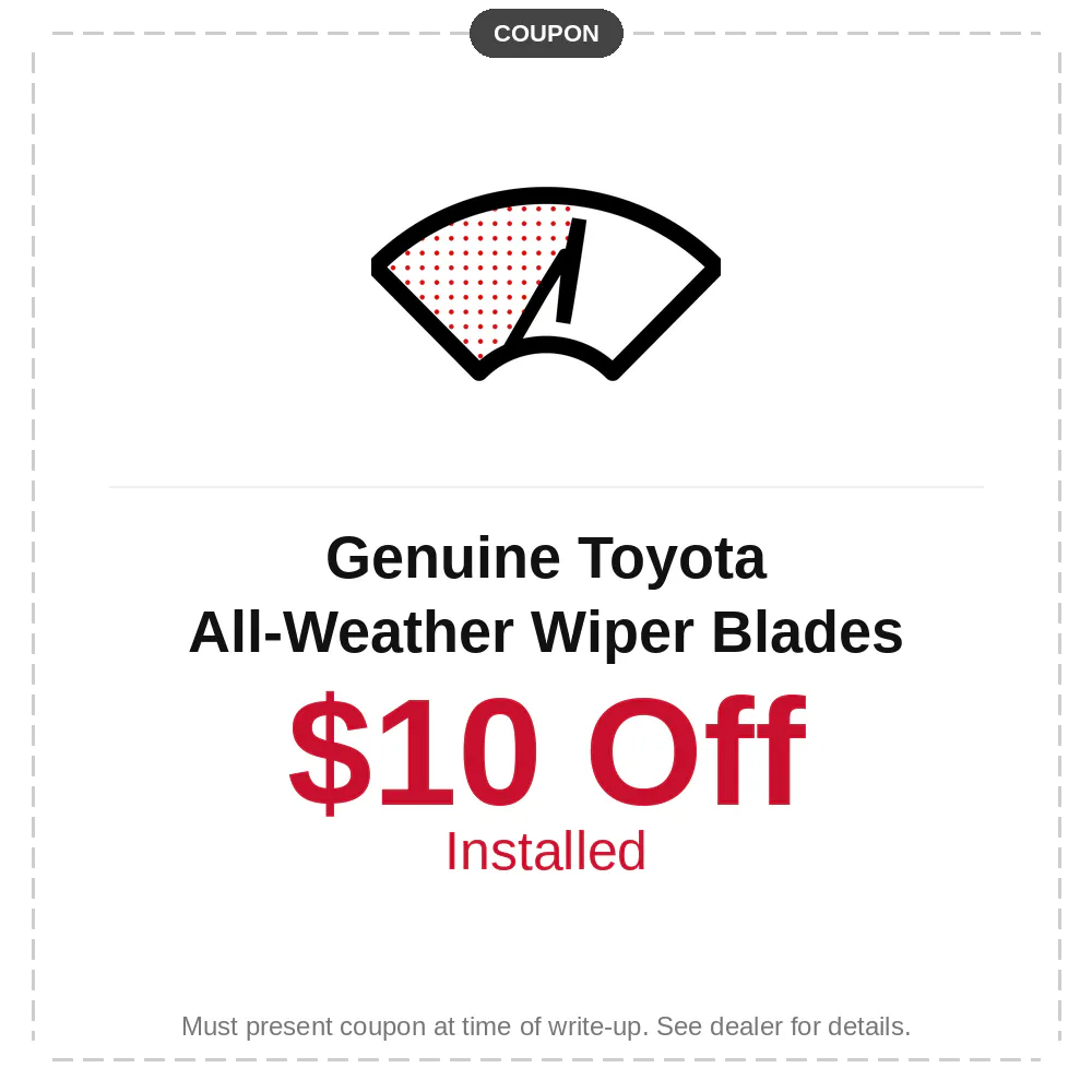 $10 Off Genuine All-Weather Wipers | North Georgia Toyota