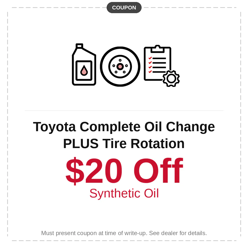 $20 Off Toyota Complete Oil Change PLUS Tire Rotation | North Georgia Toyota
