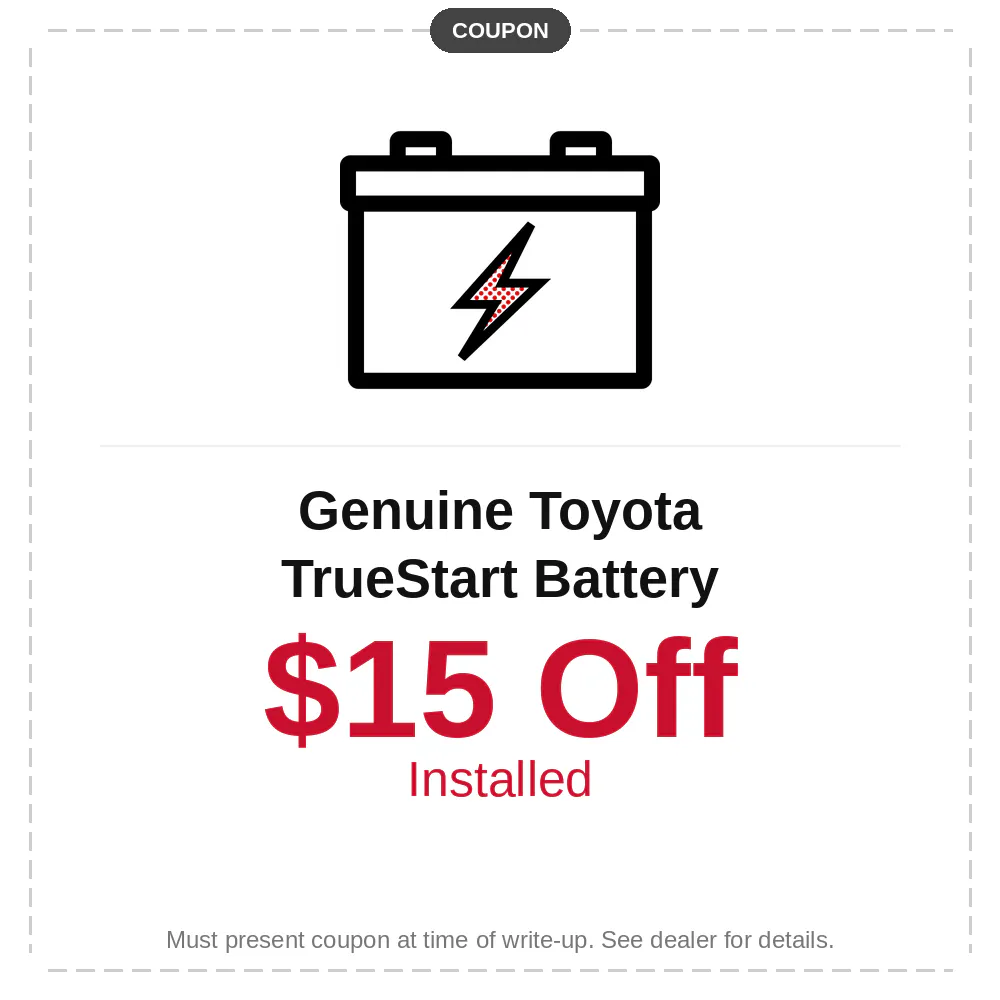 $15 Off Genuine True Start Battery | North Georgia Toyota