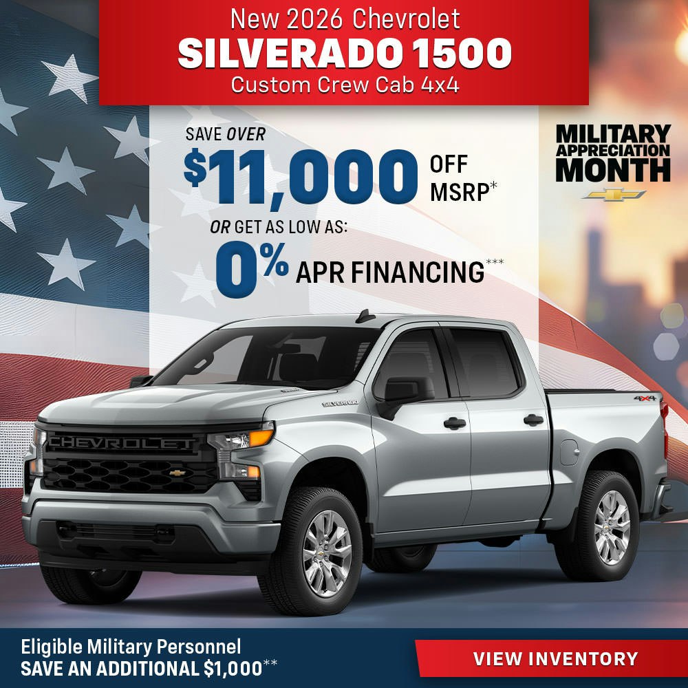 New 2026 Chevrolet Silverado 1500 Custom Crew Cab 4X4