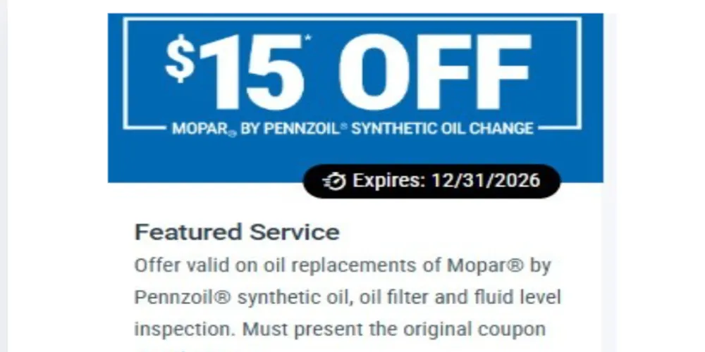 $15 OFF FULL SYNTHETIC OIL CHANGE | Diehl of Robinson