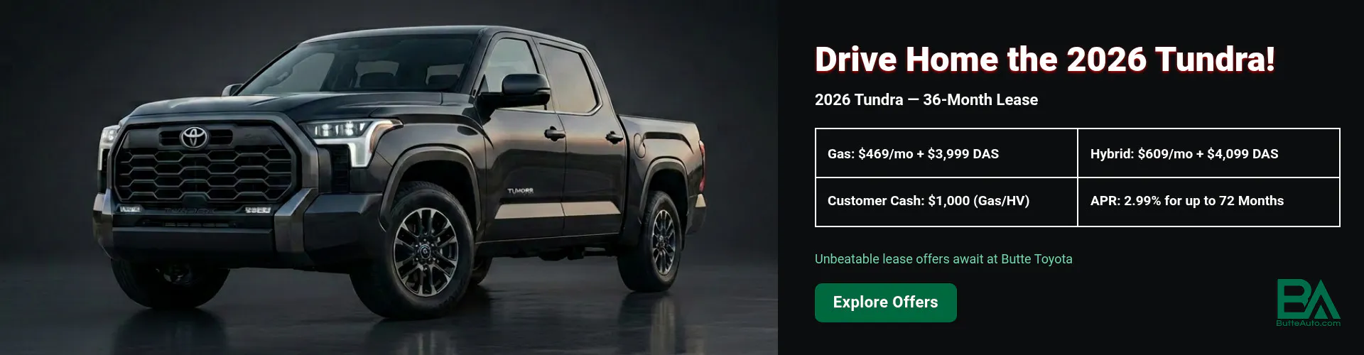 2026 Tundra — 36-Month Lease