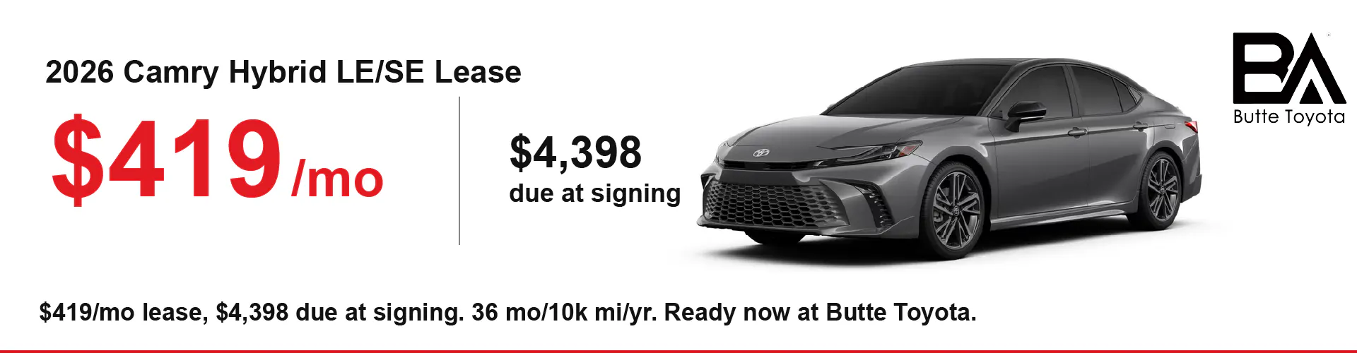 2026 Camry Hybrid LE/SE — $419/mo