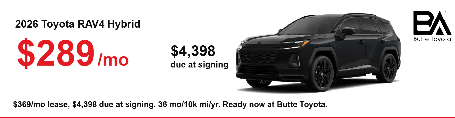 2026 RAV4 Hybrid — $369/mo Lease