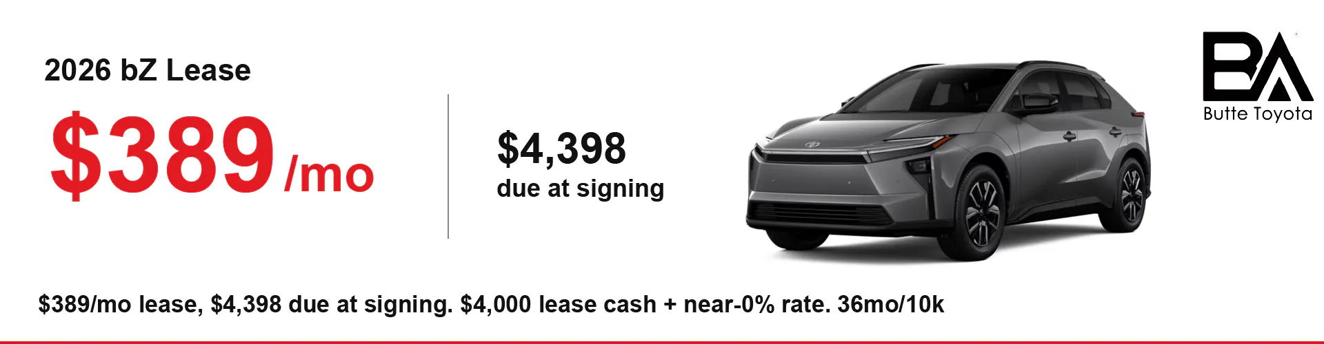 2026 bZ — $389/mo Lease