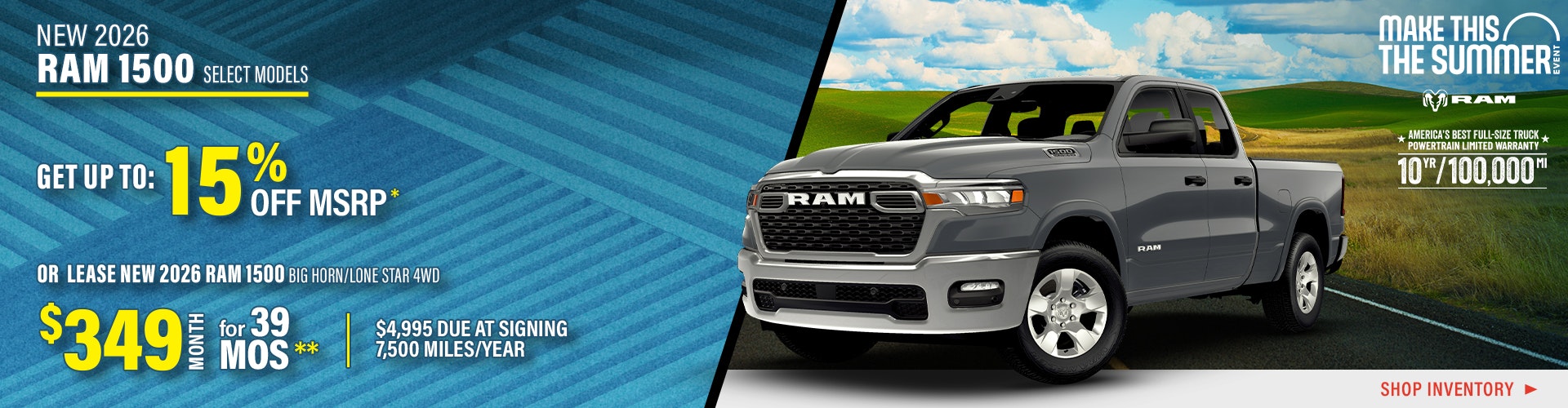 New 2026 RAM 1500 Select Models OR New 2026 RAM 1500 Big Horn/Lone Star 4WD