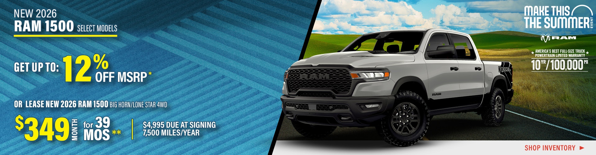 New 2026 RAM 1500 Select Models OR New 2026 RAM 1500 Big Horn/Lone Star 4WD