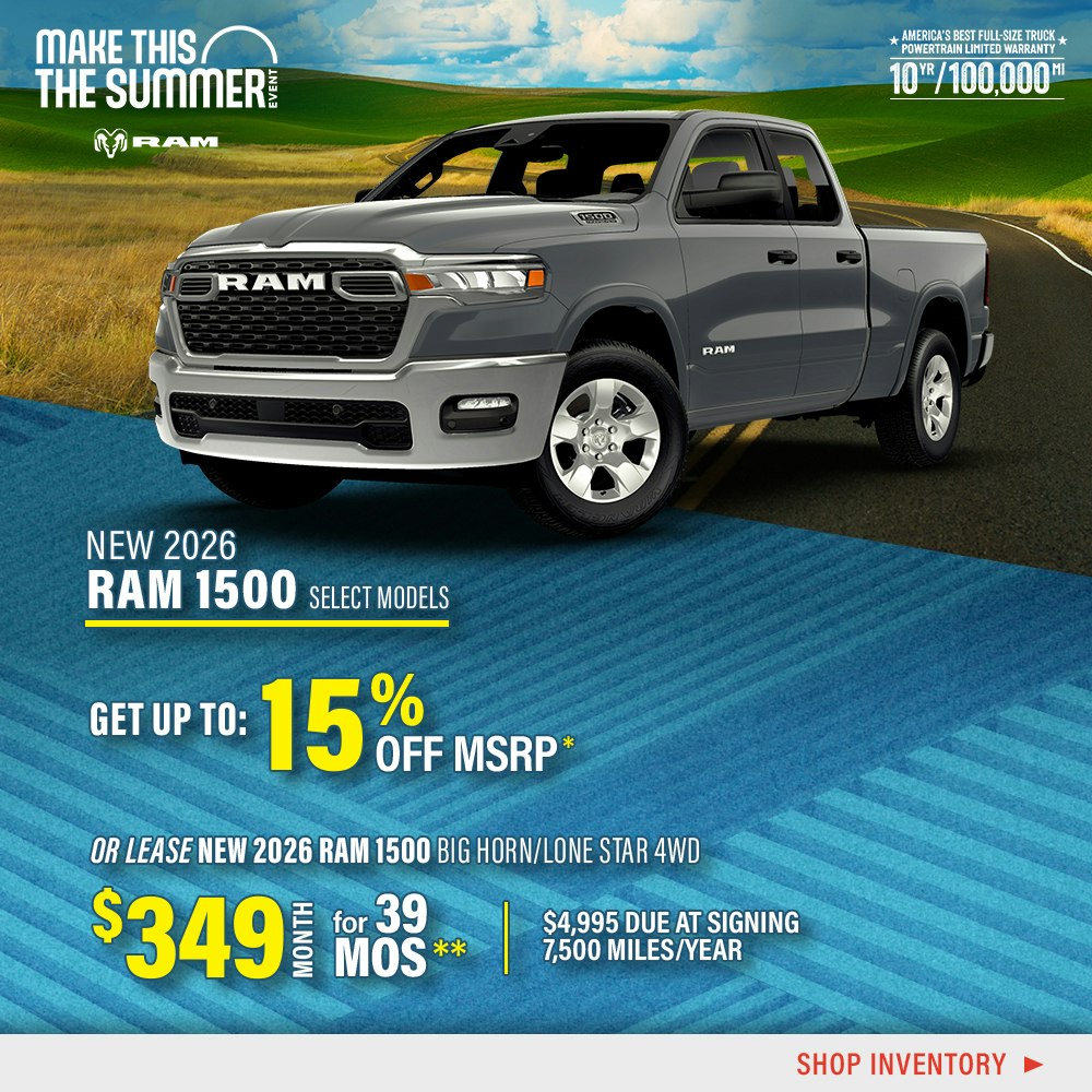 New 2026 RAM 1500 Select Models OR New 2026 RAM 1500 Big Horn/Lone Star 4WD