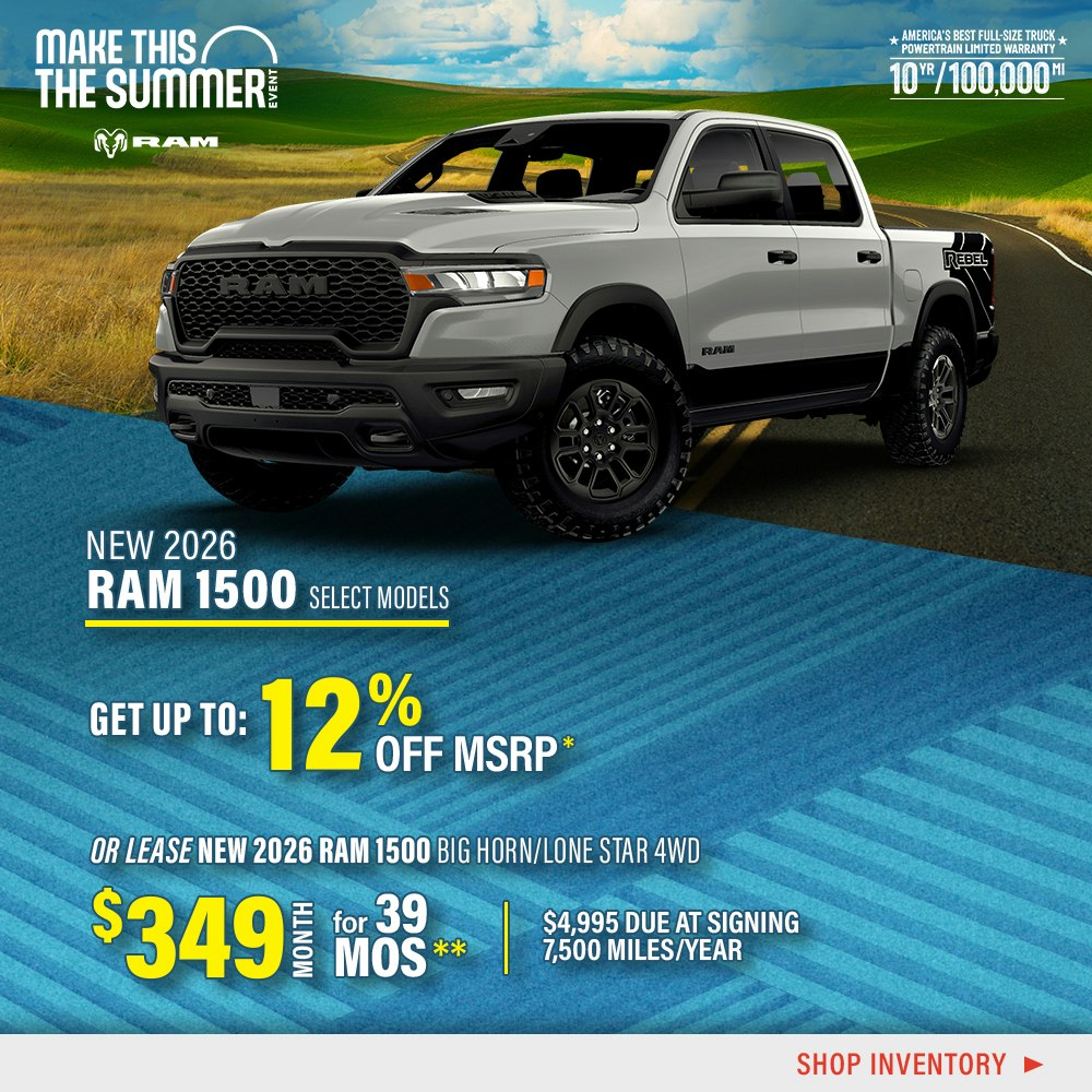 New 2026 RAM 1500 Select Models OR New 2026 RAM 1500 Big Horn/Lone Star 4WD