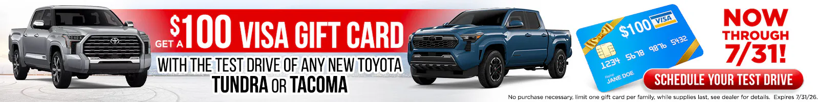 $100 Gift Card Offer | Jim Norton Toyota