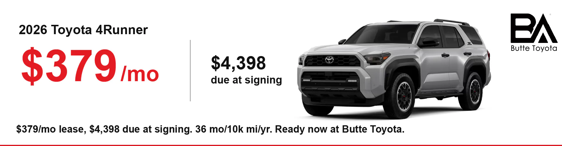 2026 4Runner — $379/mo Lease