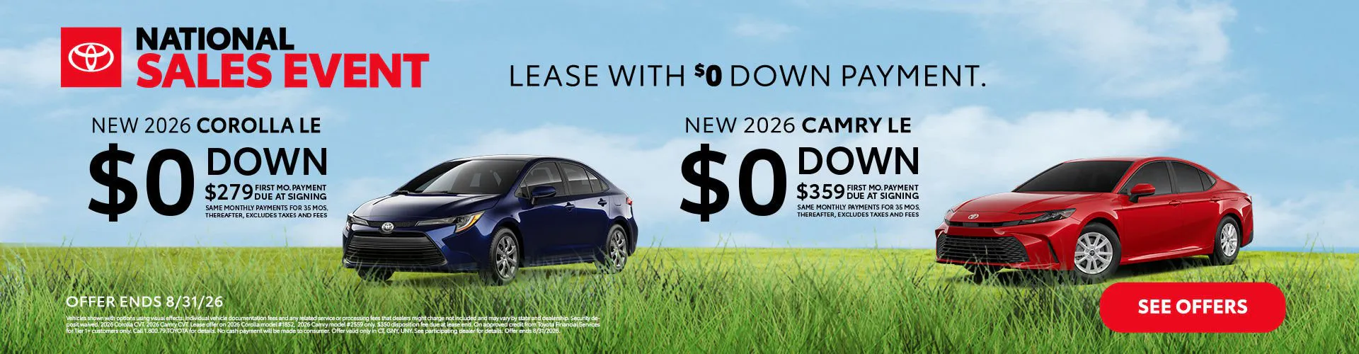 August 2026 GNY UNY CT Camry Corolla Lease