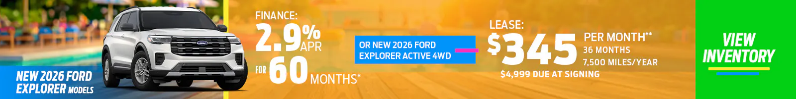 New 2026 Ford Explorer Models OR New 2026 Ford Explorer Active 4WD