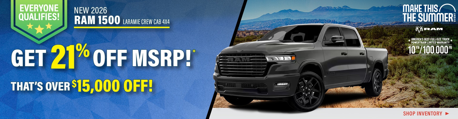 New 2026 Ram 1500 Laramie Crew Cab 4X4