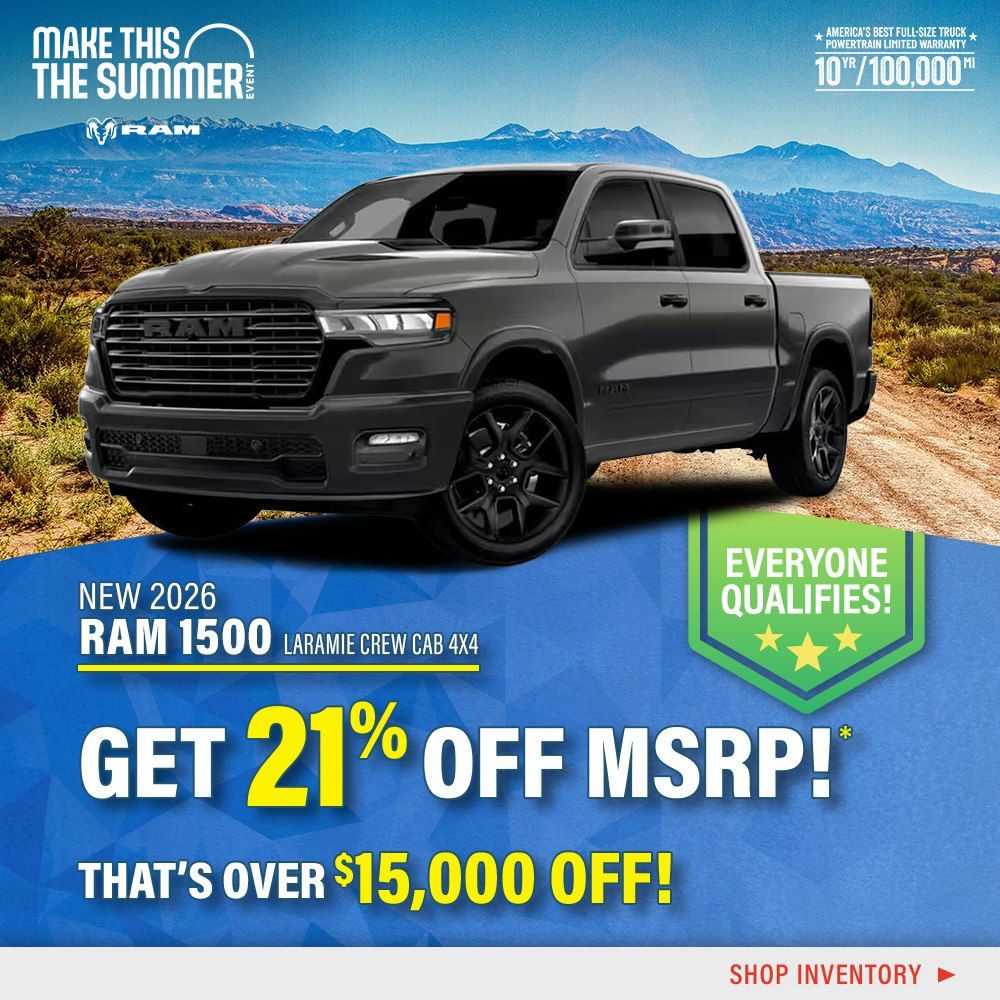 New 2026 Ram 1500 Laramie Crew Cab 4X4