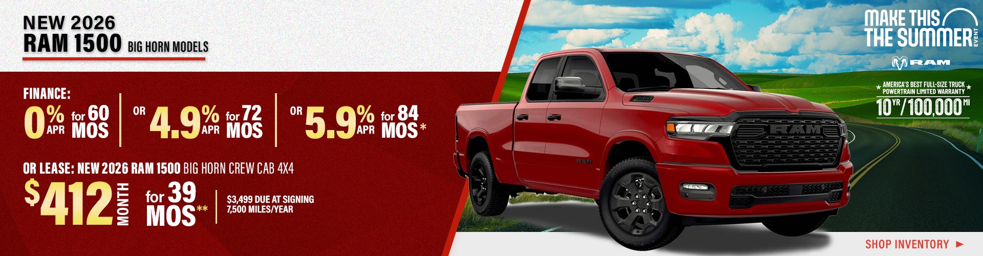 New 2026 Ram 1500 Big Horn Models OR New 2026 Ram 1500 Big Horn Crew Cab 4X4