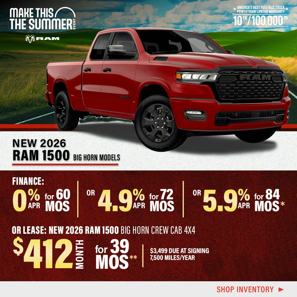New 2026 Ram 1500 Big Horn Models OR New 2026 Ram 1500 Big Horn Crew Cab 4X4