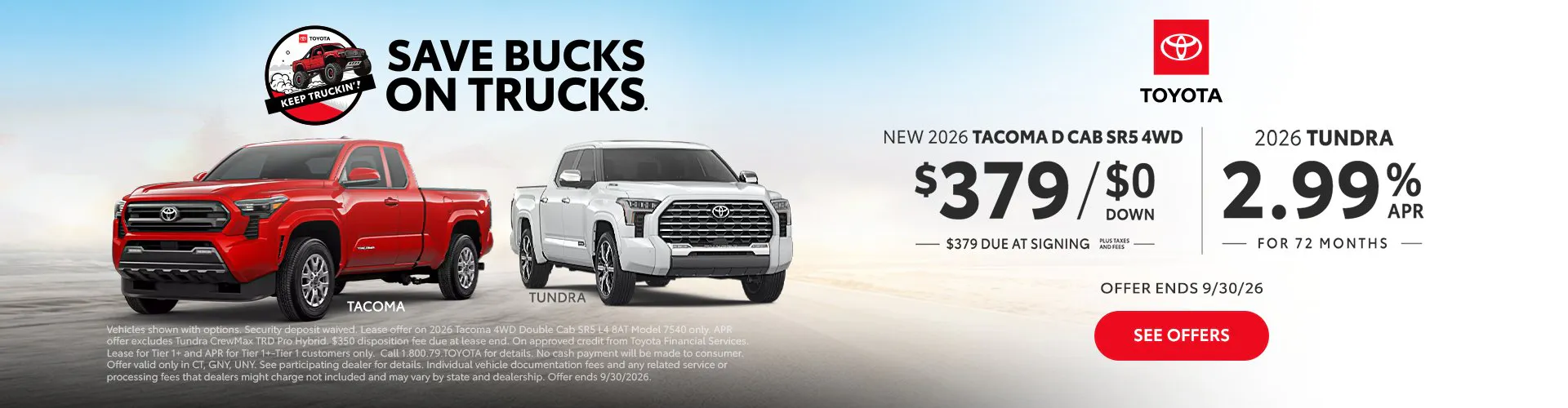 September 2026 CT GNY UNY Tacoma Lease Tundra APR