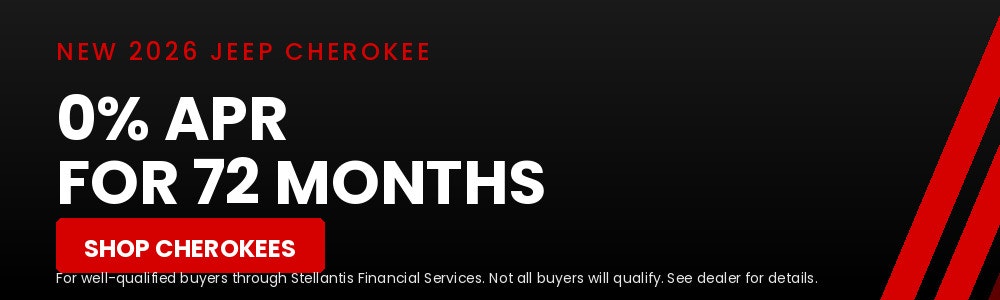 2026 Jeep Cherokee 0% APR 72 Months – New SRP Banner | Diehl of Butler