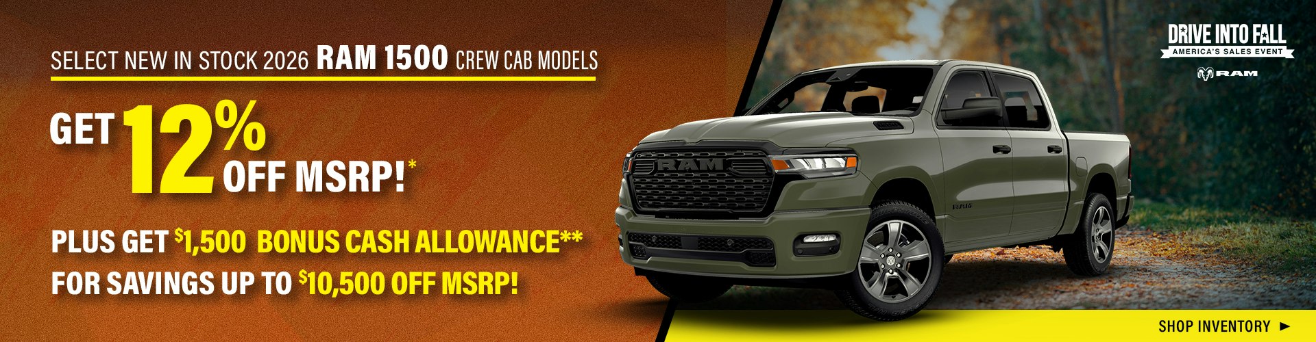 Select New In Stock 2026 RAM 1500 Crew Cab Models