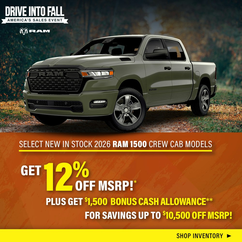 Select New In Stock 2026 RAM 1500 Crew Cab Models