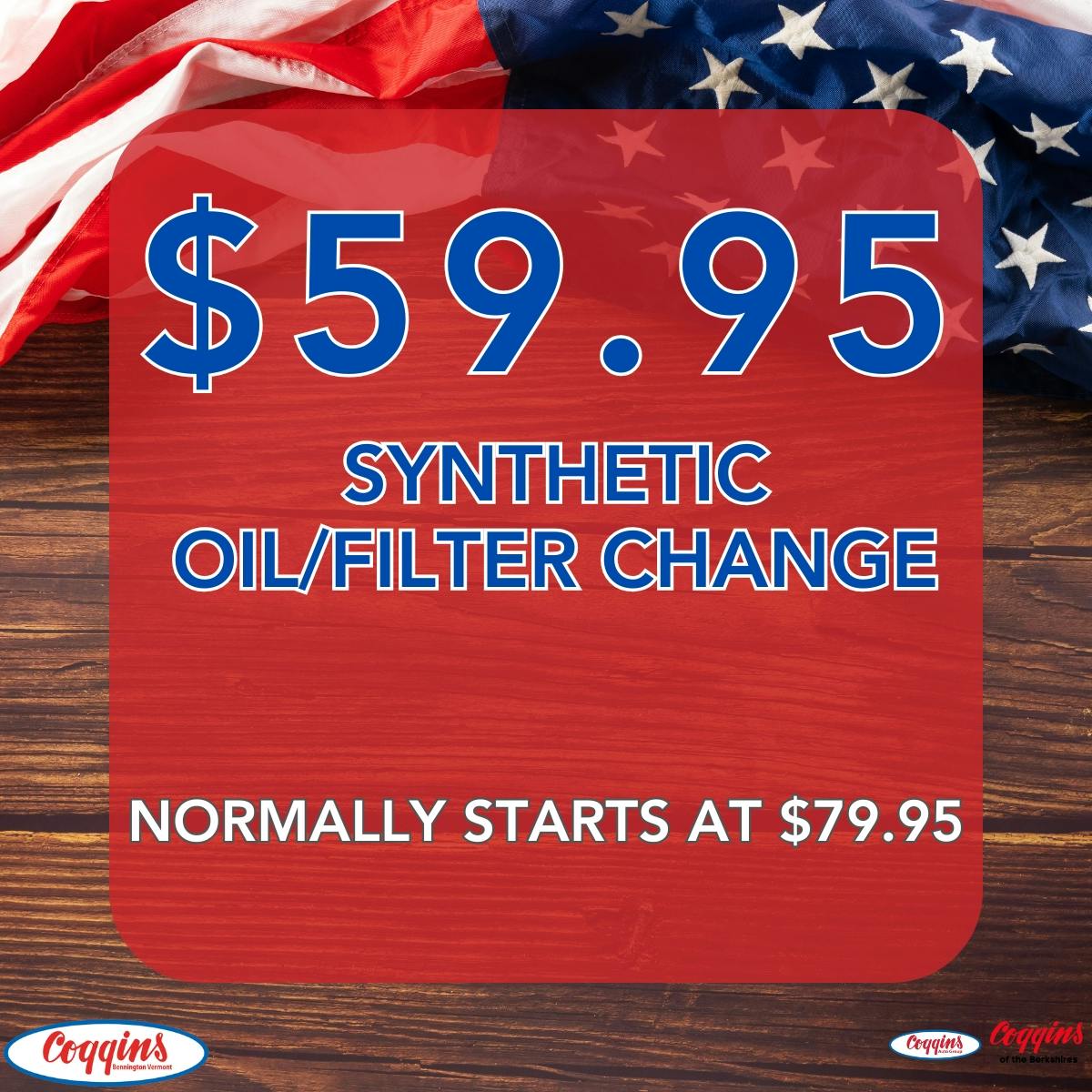 $59.95 Synthetic Oil/Filter Change | Coggins Of The Berkshires