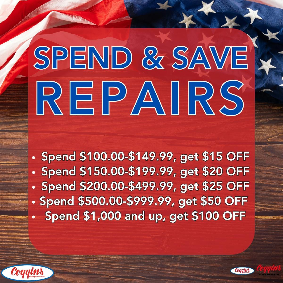 Spend & Save on Repairs | Coggins Of The Berkshires