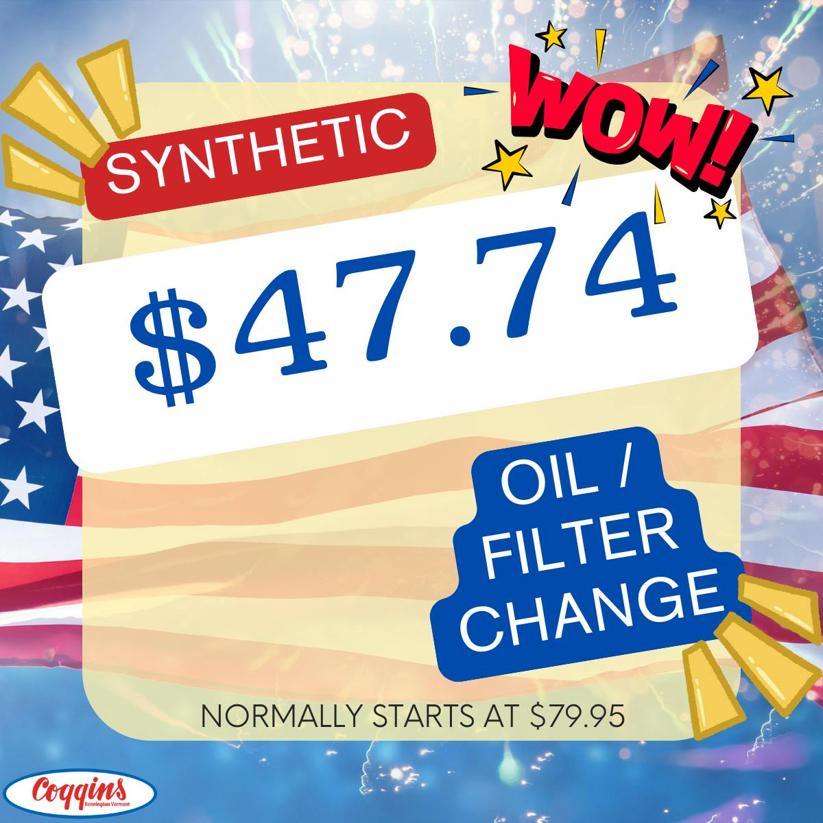 LIMITED TIME Synthetic Oil Special | Coggins Of The Berkshires