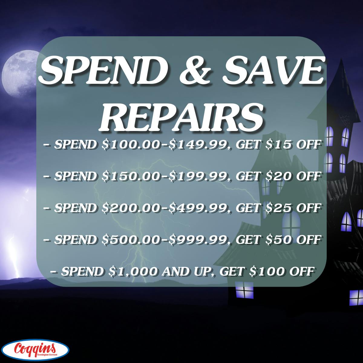 Spend & Save on Repairs | Coggins Of The Berkshires