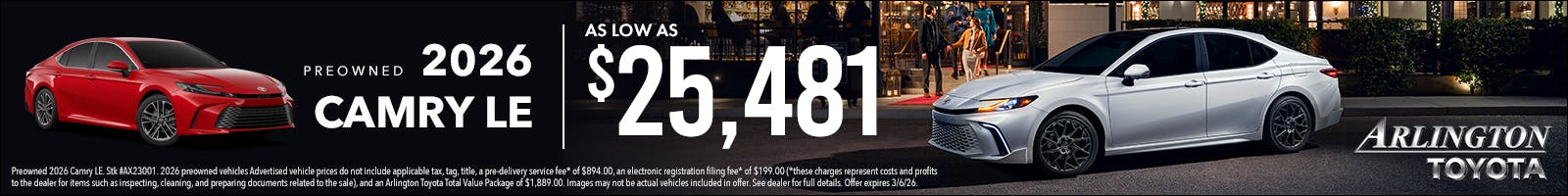 Feb Camry Special offer | Arlington Toyota