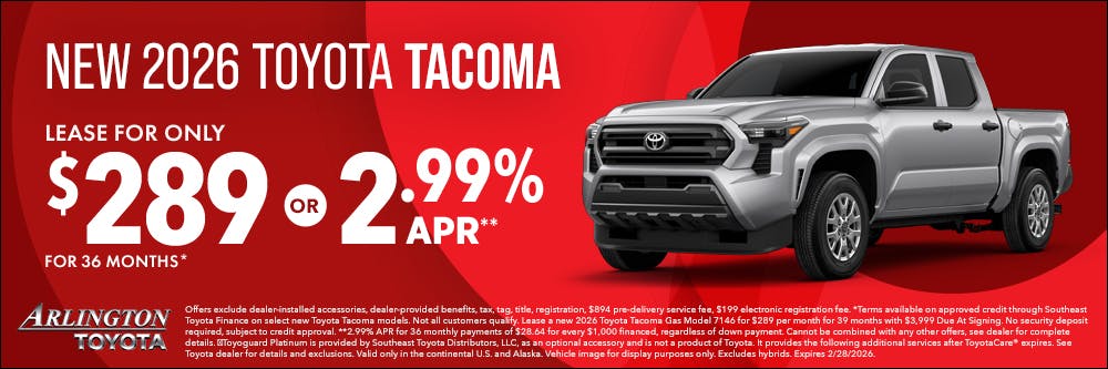 February 2026 Tacoma Offer | Arlington Toyota