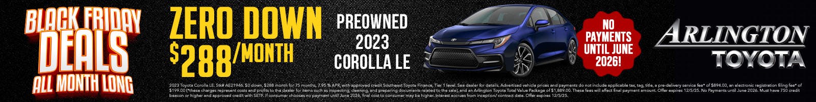 Black Friday Used Corolla | Arlington Toyota