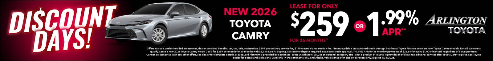 Discount Days January New Camry