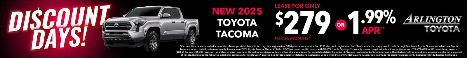 Discount Days January New Tacoma