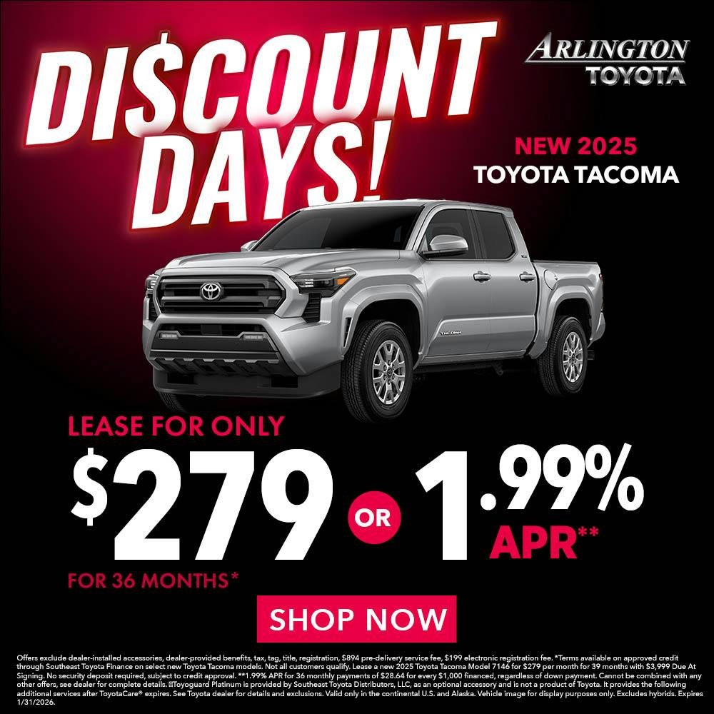 January New Car Specials 2025 Tacoma | Arlington Toyota