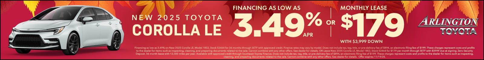 Fall Corolla Offer Nov 2025