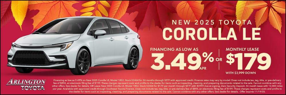 Fall Corolla Offer Nov 2025 | Arlington Toyota