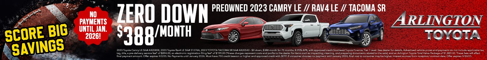 Football Used Camry Rav4 Tacoma Sept | Arlington Toyota