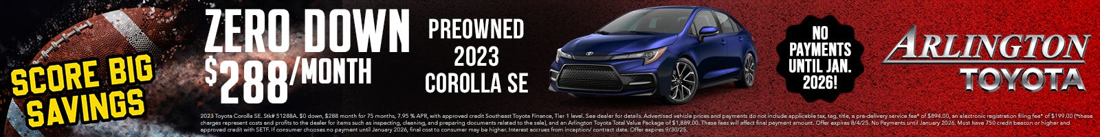 Football Used Corolla September 2025 | Arlington Toyota