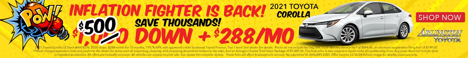 $288 a month Oct | Arlington Toyota